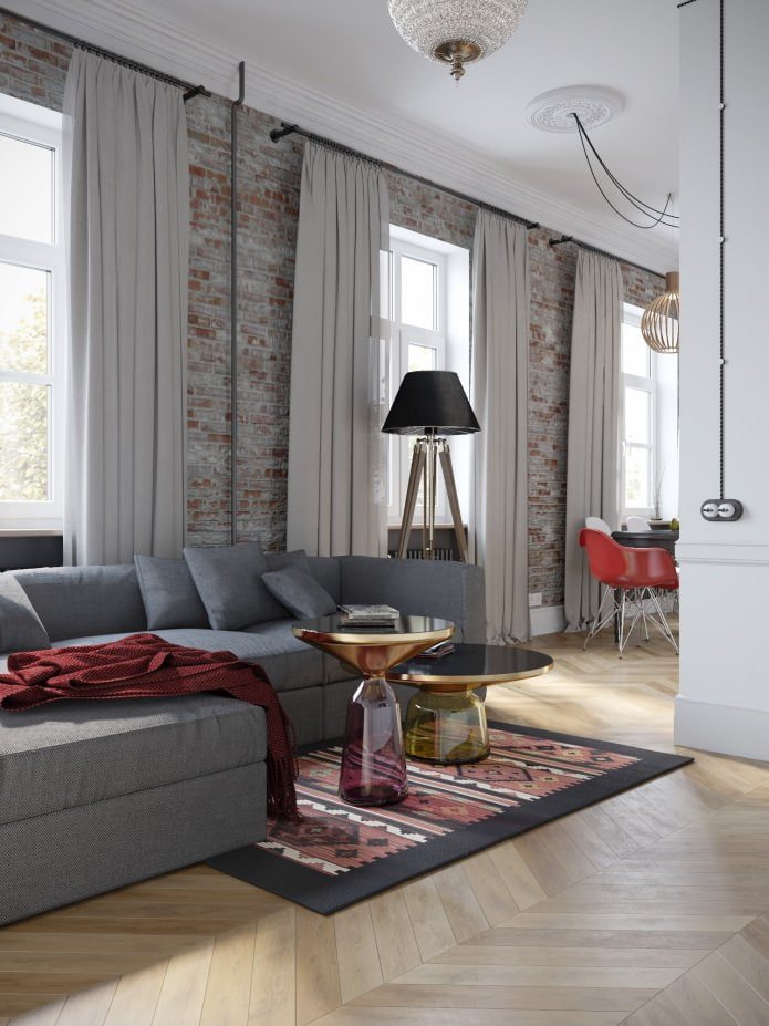 Wohnküche in einem Designprojekt einer 100 m² großen Wohnung
