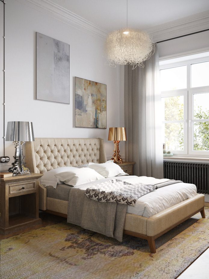 Schlafzimmer im Designprojekt einer 100 m² großen Wohnung.