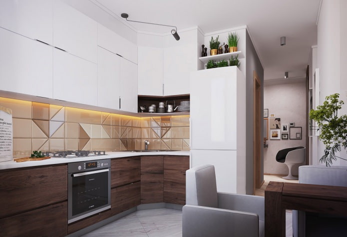 Küche in einer 40 m² großen Wohnung.