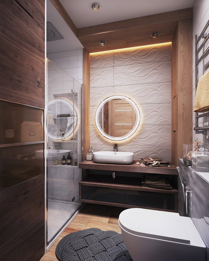 Badezimmer in einer 40 m² großen Wohnung.
