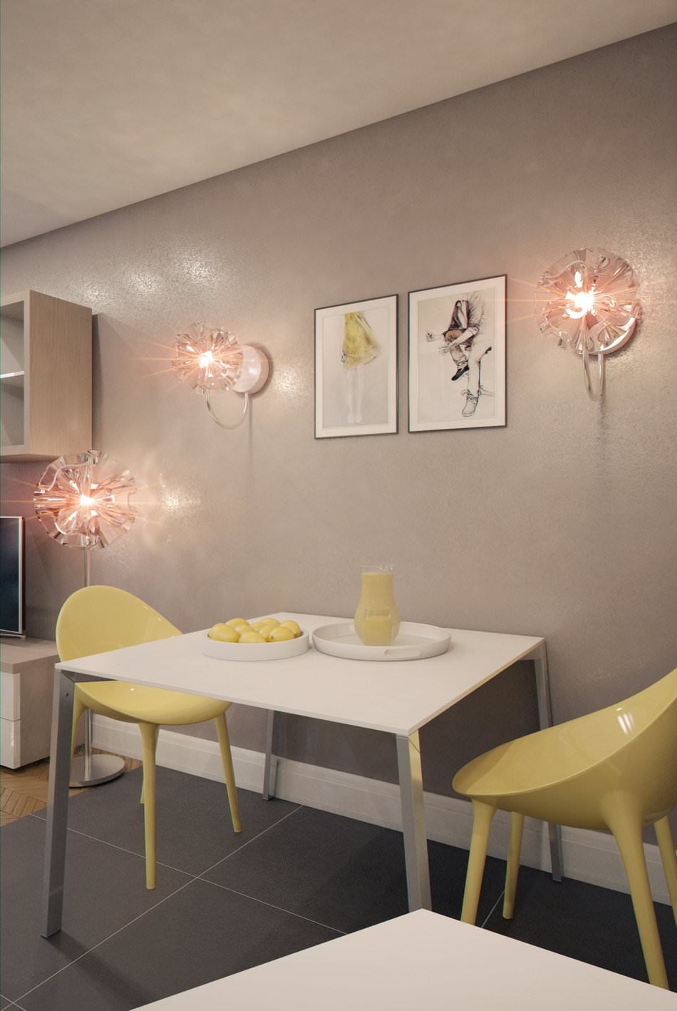 Innenraum eines kleinen Studio-Apartments von 28 m² M.