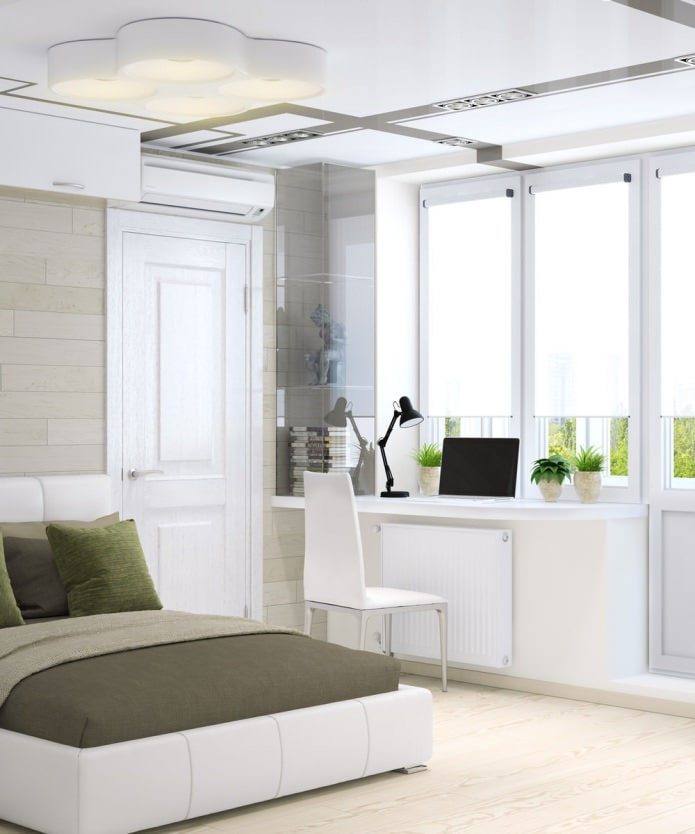 Schlafzimmer in einer Einzimmerwohnung mit 33 m².