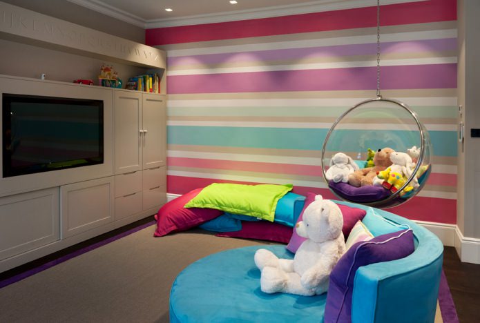 gestreiftes mehrfarbiges Interieur im modernen Stil