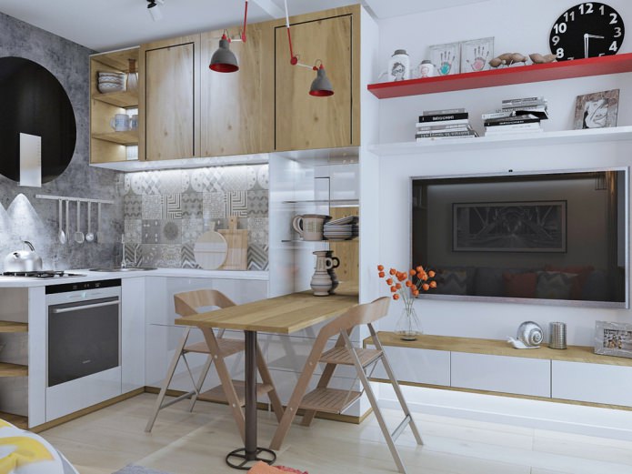 Entwurf eines kleinen Studio-Apartments von 18 m².
