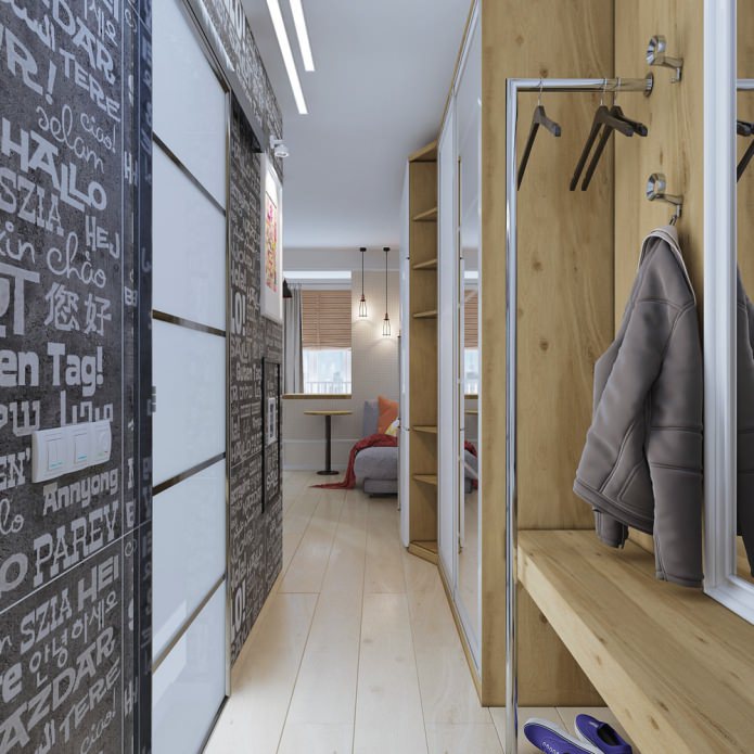 Innenarchitektur einer kleinen Wohnung von 18 m².