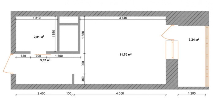 Studio-Grundriss 18 m².