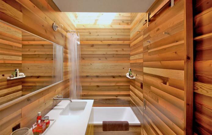 Modernes Badezimmer mit Holzverkleidung