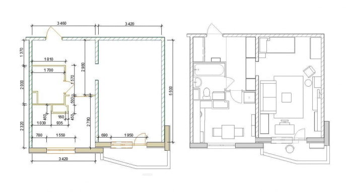 Grundriss einer Wohnung der Serie P-44