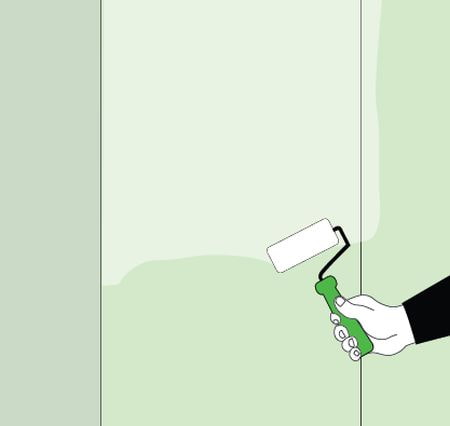 Kleber auf die Wand auftragen