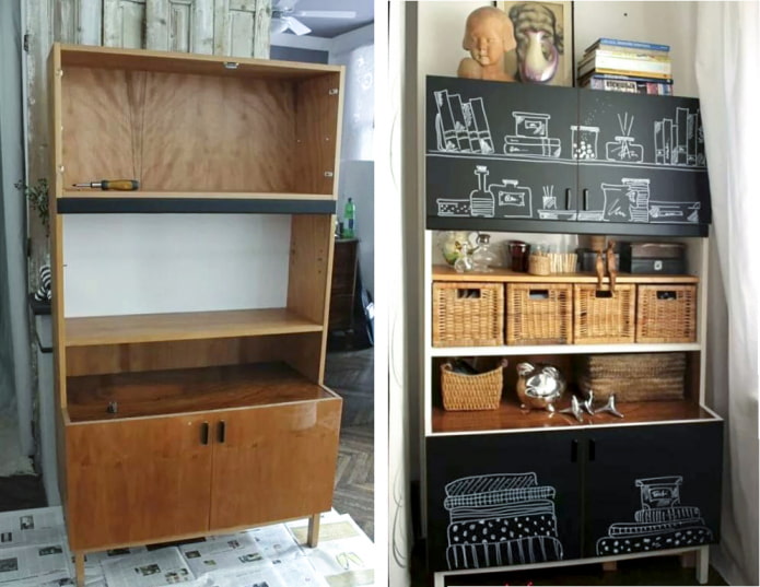 Ein Sideboard mit Tafelfarbe bemalt