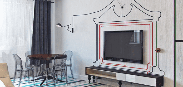 Dekorieren der Kabel vom Fernseher