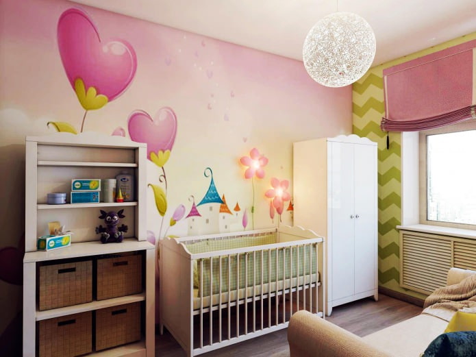 Entwurf eines Kinderzimmers für ein Neugeborenes, 8,4 m².