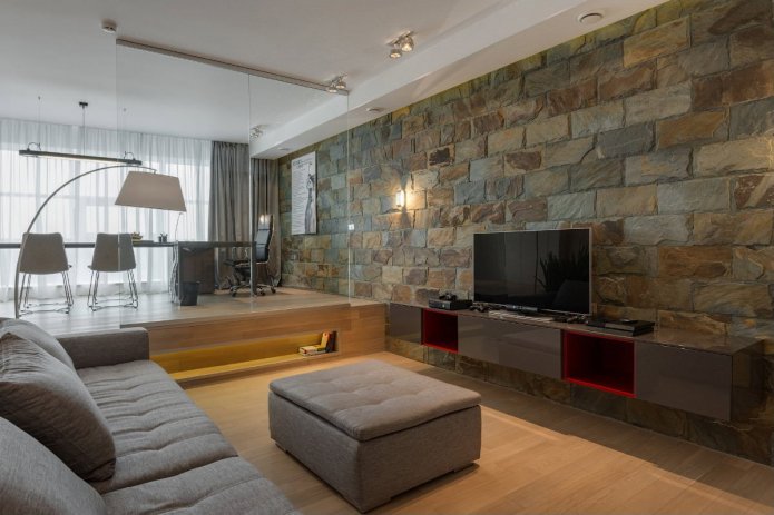 Steinwanddekoration im Wohnzimmer