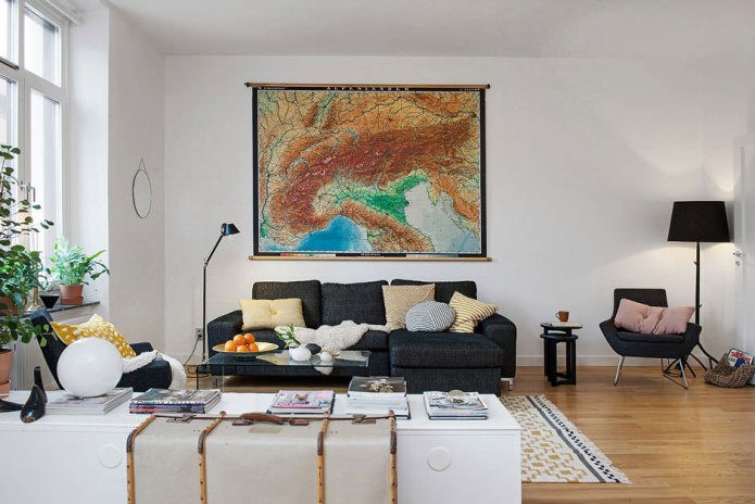 Karte im Wohnzimmer