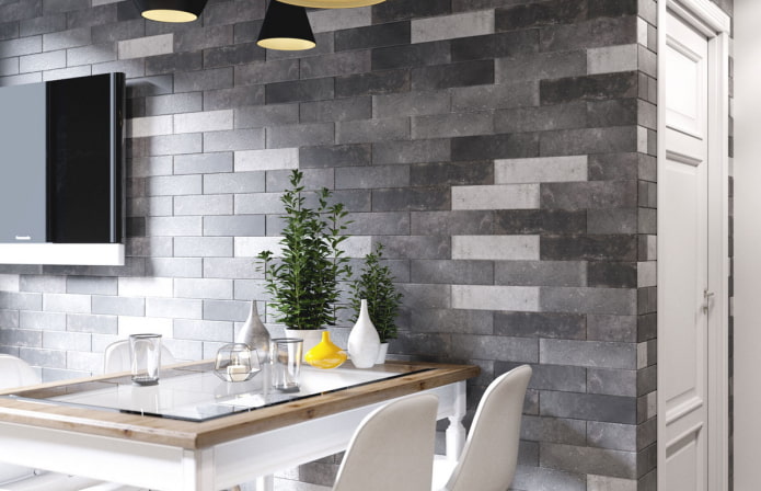 Farbschema von Ziegeln im Kücheninterieur