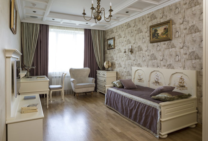 Schlafzimmer eines Teenager-Mädchens im klassischen Stil