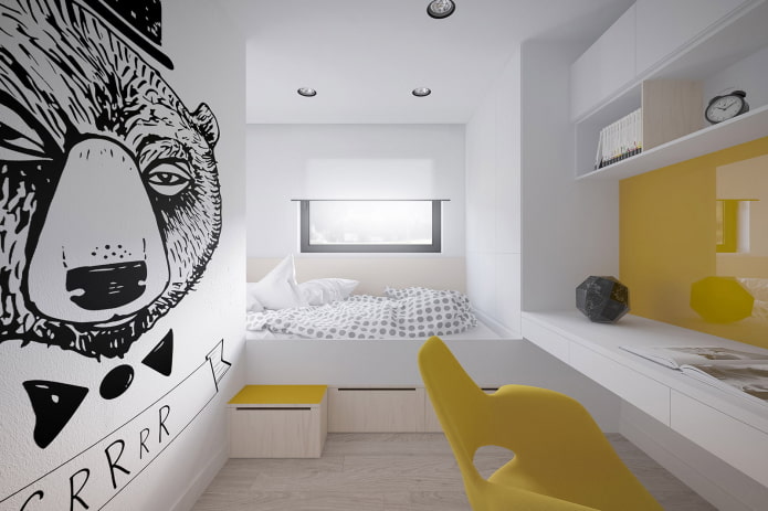 Schlafzimmer für Teenager-Mädchen im Hightech-Stil