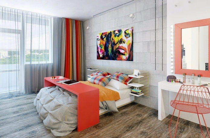 Schlafzimmer für ein Teenager-Mädchen im Loft-Stil