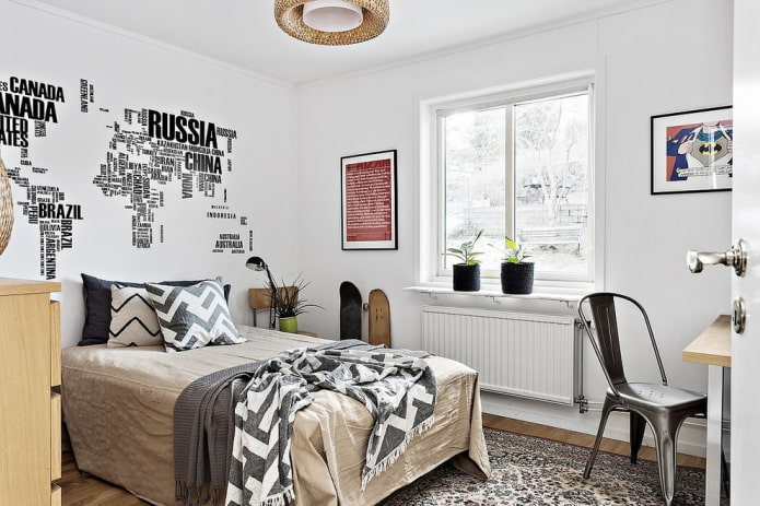 Schlafzimmer für einen Teenager im skandinavischen Stil