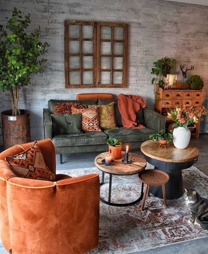 Wohnzimmer im Bohème-Stil