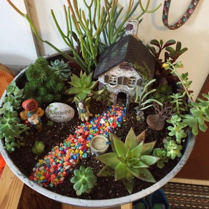 Hausförmiges Sukkulenten-Arrangement
