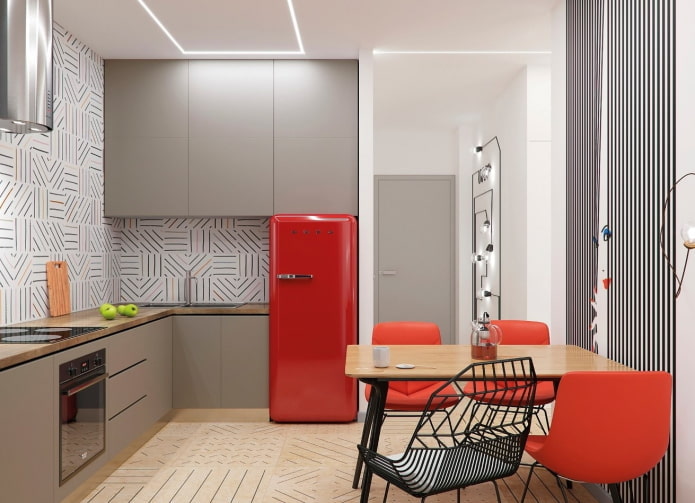 Kücheninterieur mit roten Akzenten