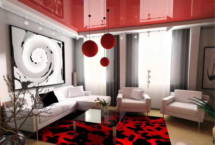 stilvolles Wohnzimmer mit einer zweistufigen Decke