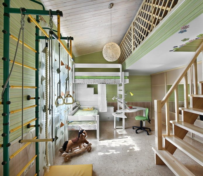Kinderzimmer mit Sportbereich