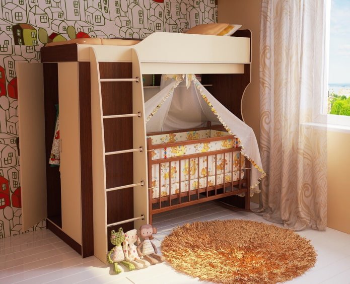 Kinderzimmer mit einem Kinderbett für ein Neugeborenes