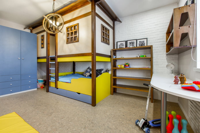 Hausförmiges Bett im Jungenzimmer