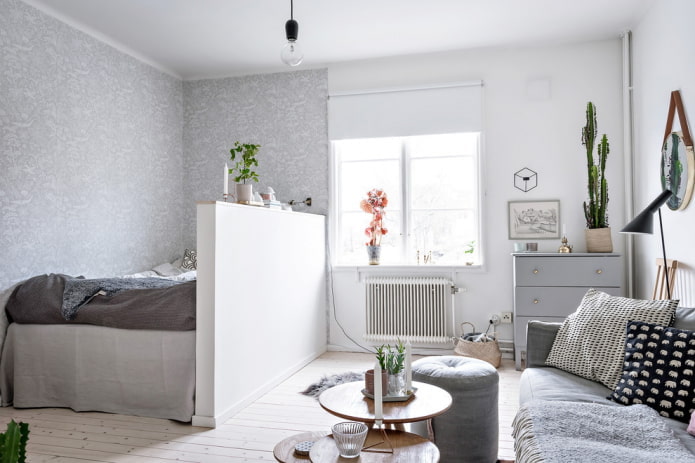 Trockenbauwand-Trennwand zwischen Schlafzimmer und Wohnzimmer