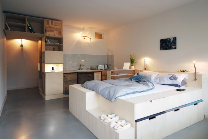 Podestbett im Wohnzimmer