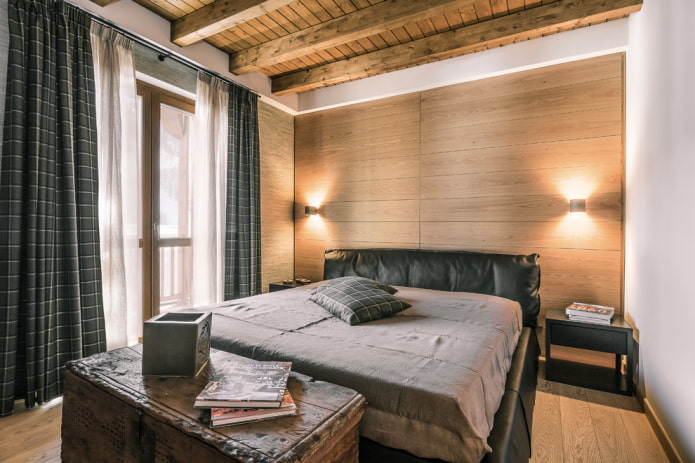 schwarzes Bett im Schlafzimmer