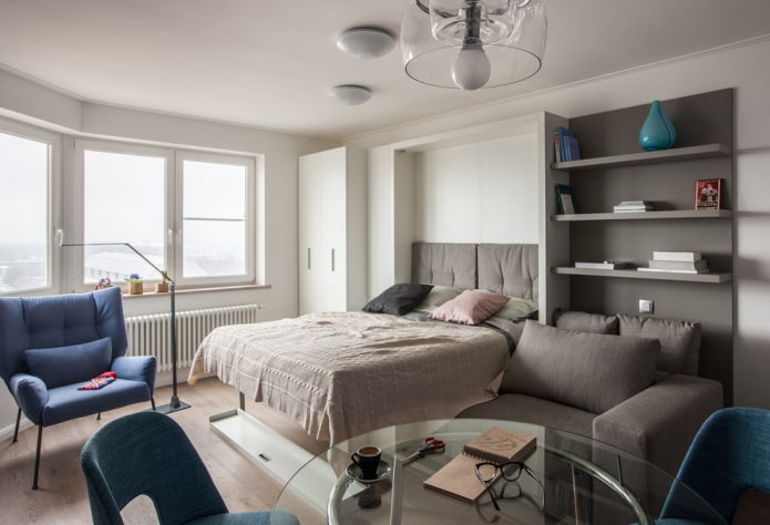 Einbaubett im Wohnzimmer