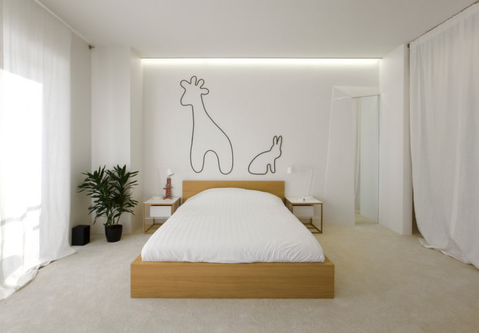 Holzbett im minimalistischen Stil