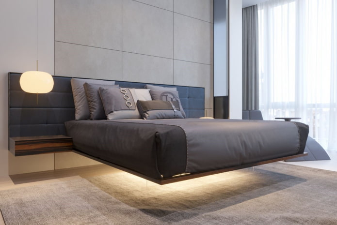 Bett mit weichem Kopfteil im modernen Stil