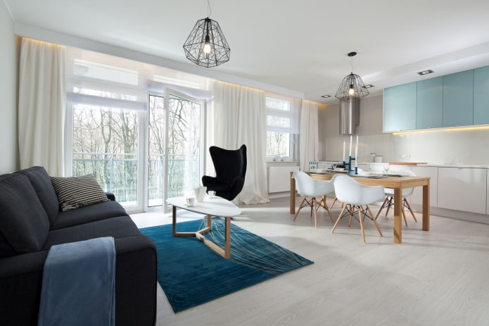 Wohnküche im minimalistischen Stil