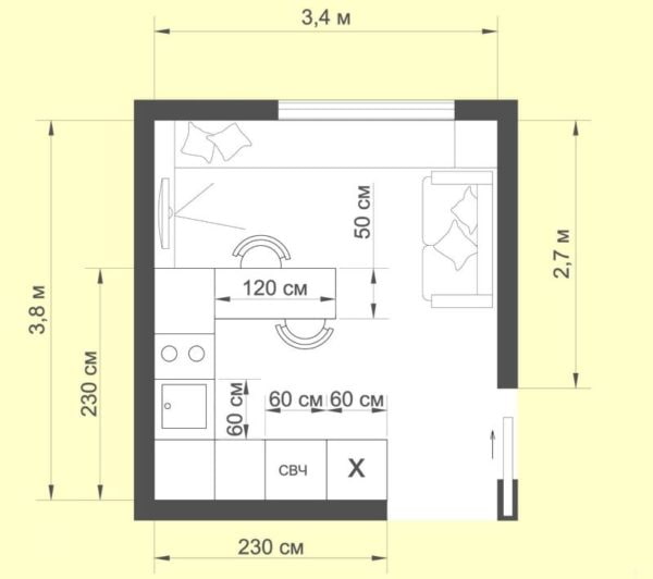 Planung einer Wohnküche von 12 Quadratmetern