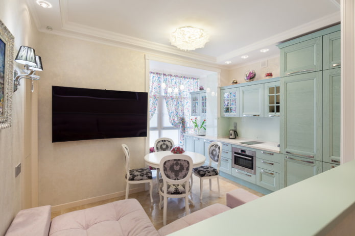 Wohnküche 16 m² mit Loggia