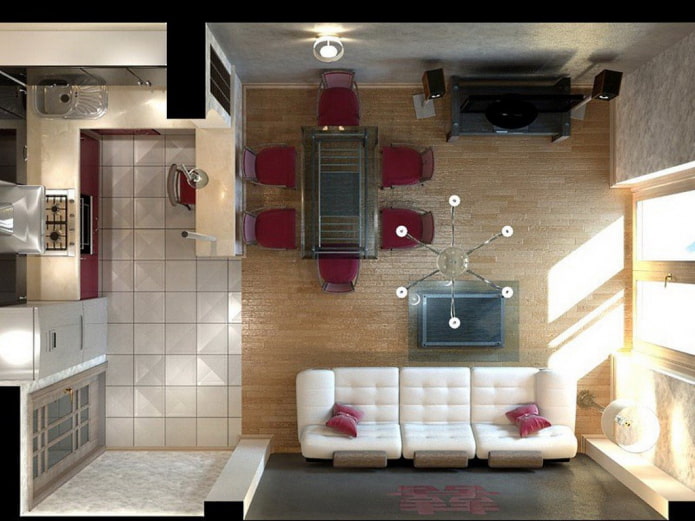 Küche-Wohnzimmer-Layout