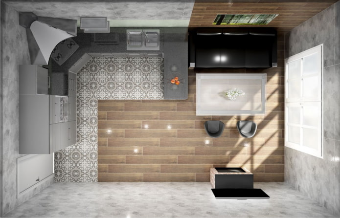 Küche-Wohnzimmer-Layout