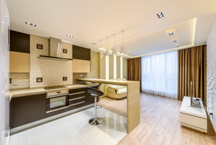 Innenarchitektur Küche-Wohnzimmer