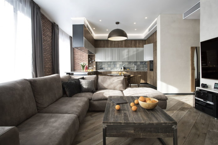 Interieur einer Wohnküche im modernen Stil