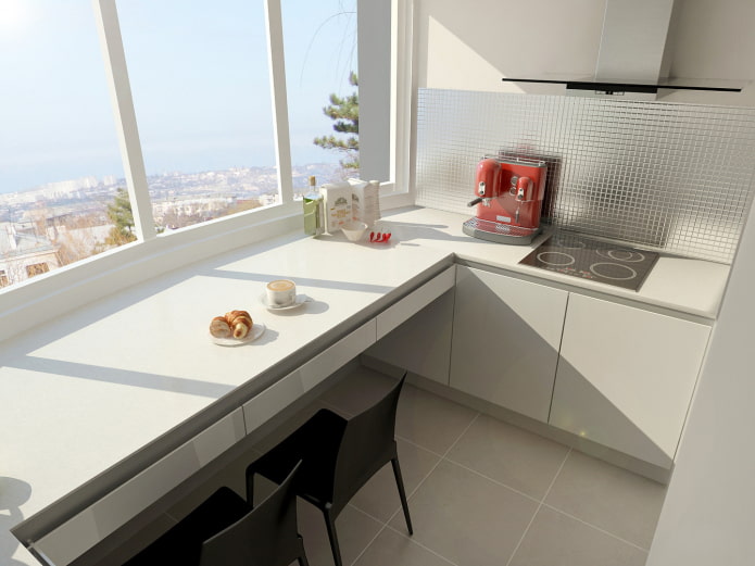 Küchendesign mit Essbereich auf dem Balkon