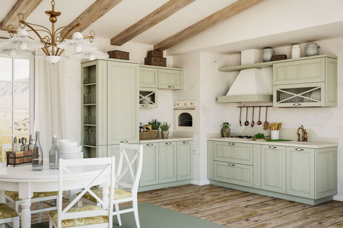Eckküche im Provence-Stil