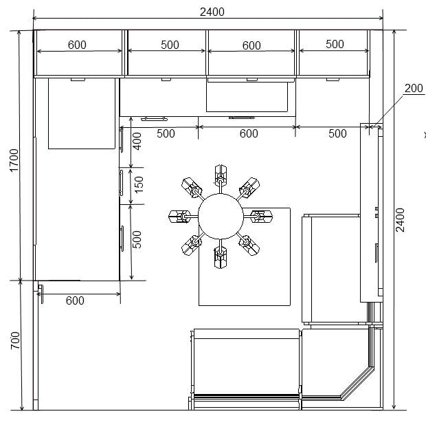 Küchenplan mit Sofa