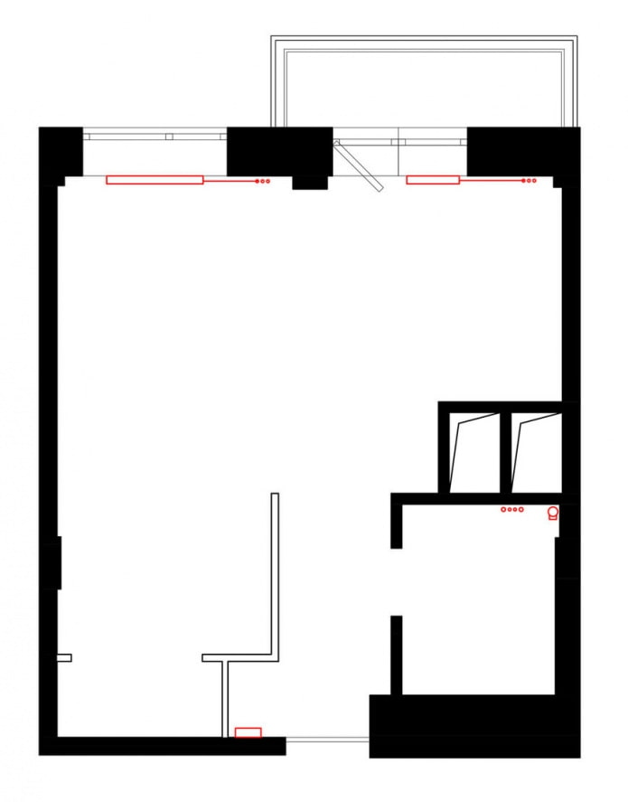 Grundriss eines 33 m² großen Studio-Apartments.