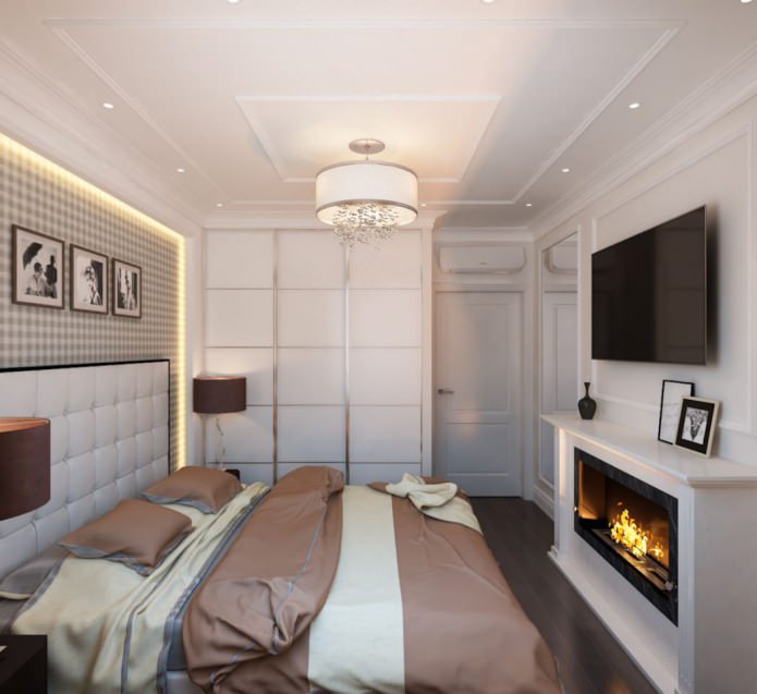 Schlafzimmer mit Kamin