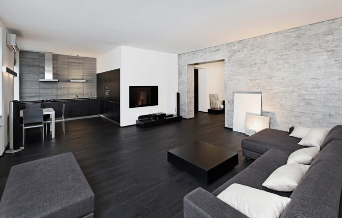 Schwarzes Laminat im Wohnzimmer
