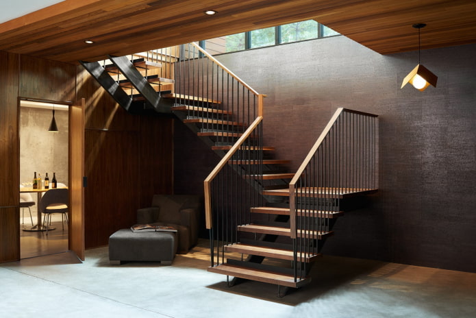 Treppenhausdesign im Inneren eines Privathauses